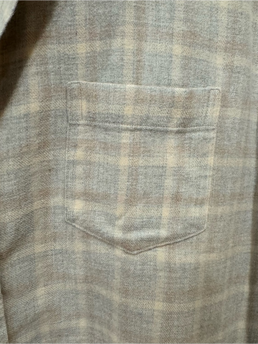 NEW Frank & Eileen Eileen Relaxed Button-Up Flannel in Camel Cream Gray Plaid L - Picture 7 of 10